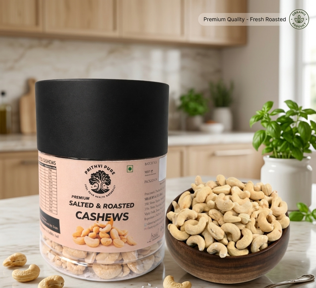 Roasted and Salted Cashew Nuts 350gm | Protein Rich Premium Whole Cashews | Crunchy & Savory Taste | Perfect Snack & Cooking Ingredient | Jar Pack - Image 2