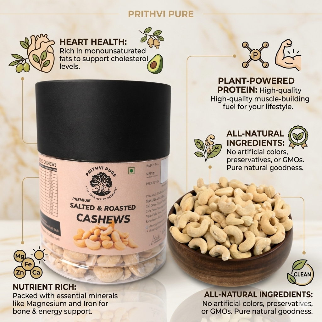 Roasted and Salted Cashew Nuts 350gm | Protein Rich Premium Whole Cashews | Crunchy & Savory Taste | Perfect Snack & Cooking Ingredient | Jar Pack - Image 3