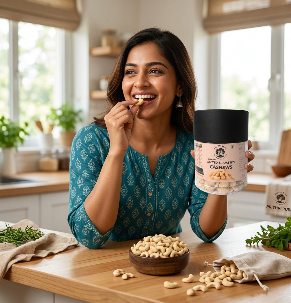 Roasted and Salted Cashew Nuts 350gm | Protein Rich Premium Whole Cashews | Crunchy & Savory Taste | Perfect Snack & Cooking Ingredient | Jar Pack