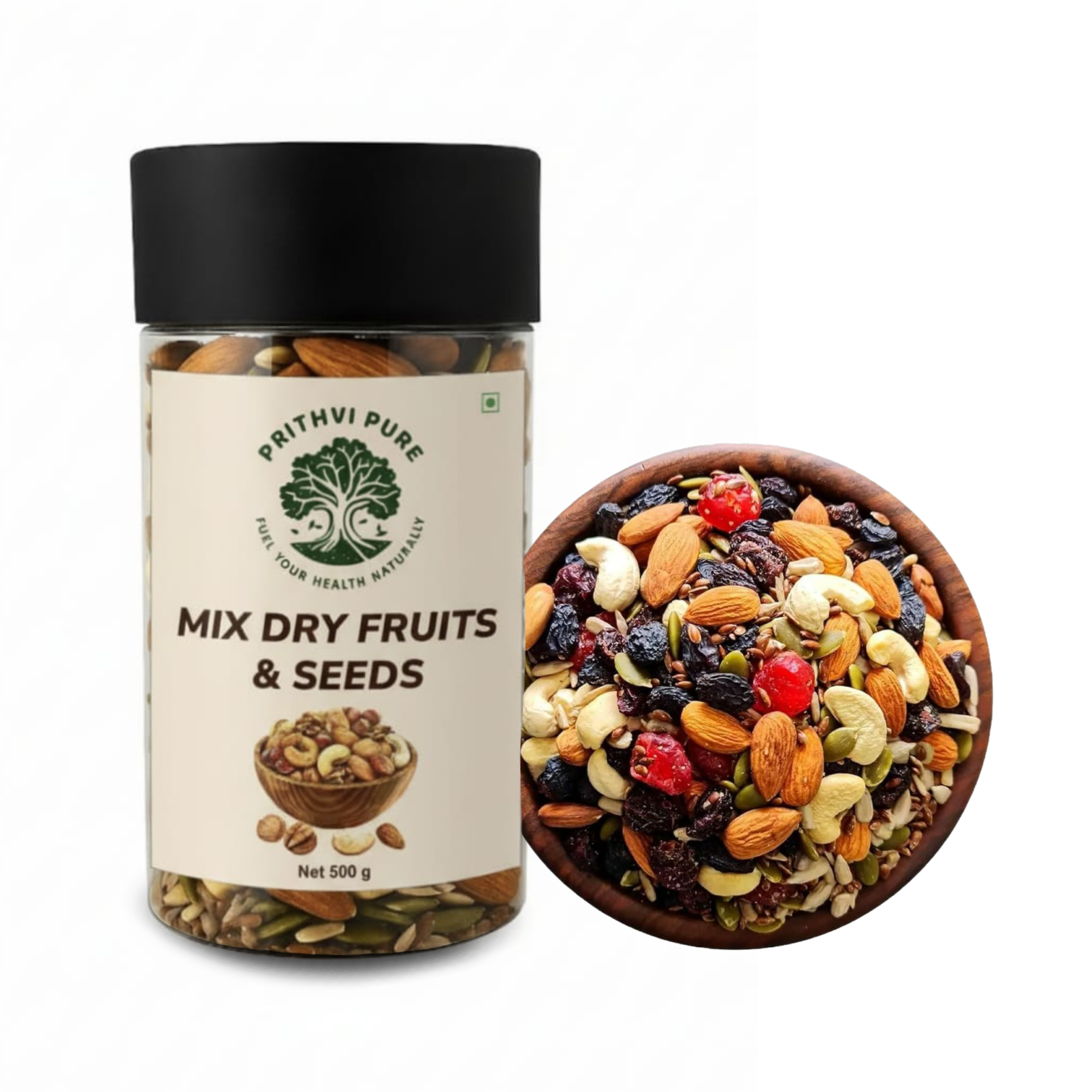 Premium Mixed Dry Fruits & Seeds | Healthy Snack Mix for Energy, Protein & Fiber | Almonds, Cashews, Raisins, Pumpkin Seeds, Sunflower Seeds, dates & More | 500g