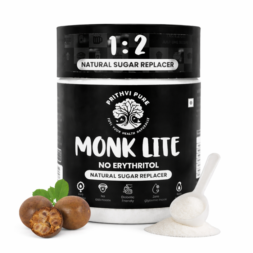 MONKLITE Monkfruit Sweetener Powder Loose Sugar Like Sweetener with Alloluse | Zero-Calorie Sugar Substitute | 1:2 Sugar Replacer for Cooking & Baking